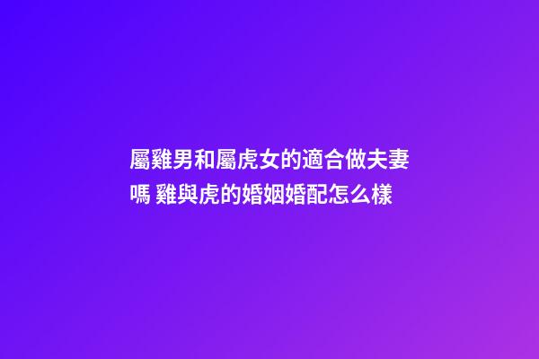 屬雞男和屬虎女的適合做夫妻嗎 雞與虎的婚姻婚配怎么樣